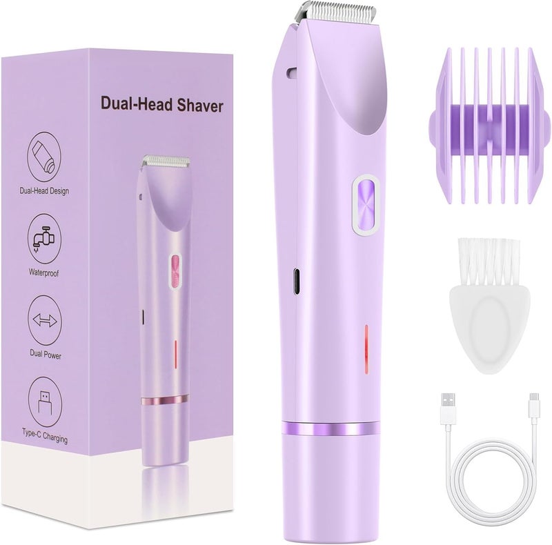 CheckSimple 2025 New Bikini Trimmer for Women,Dermave Bikini Shaver,2-in-1 Electric Razors for Women(Purple) - Image 1